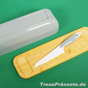 Brotdose mit Schneidebrett und Brotmesser, ca. 43 x 12 cm
