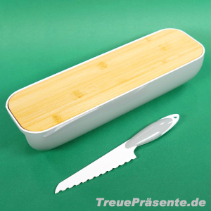Brotdose mit Schneidebrett und Brotmesser, ca. 43 x 12 cm