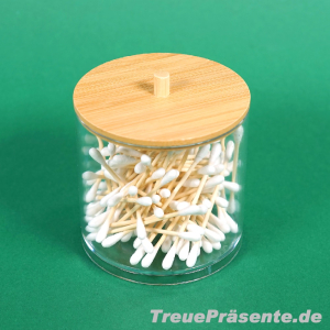 Badezimmer-Organizer rund mit Bambus-Deckel, ca. 10 x 10 cm