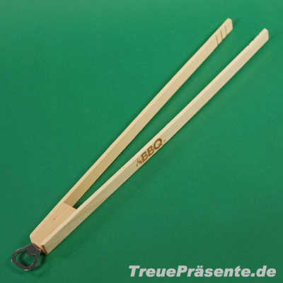 Grillzange aus Holz mit integriertem Flaschenöffner, ca. 48 cm