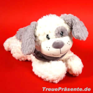 Plüsch-Hund liegend, ca. 32 cm, farblich sortiert