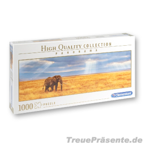 Panorama-Puzzle 1.000 Teile Elefant in Steppe