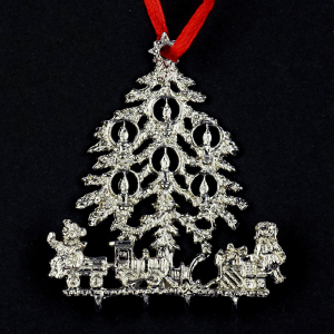 3D-Zinnminiatur Tannenbaum mit Spielzeug - SilverStylePewter