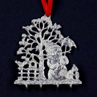 3D Pewter Ornament Snowman with Squirrel – SilverStylePewter