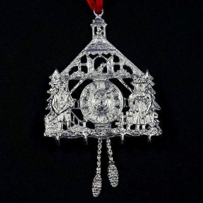 3D Pewter Cuckoo Clock with Couple in traditional costume - SilverStylePewter