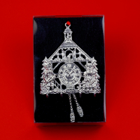 3D Pewter Cuckoo Clock with Couple in traditional costume - SilverStylePewter