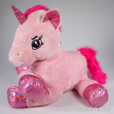 Plüsch-Einhorn rosa mit Glitzerpfoten, Länge ca. 45 cm