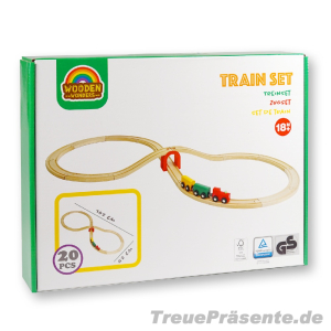 Holz-Eisenbahn 20-teilig, ca. 38 x 29 x 8 cm