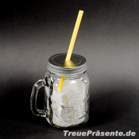 Trinkglas 450 ml mit Schraubverschluss und Trinkhalm