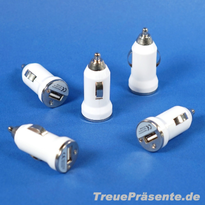USB-Ladeadapter für Kfz-Zigarettenanzünder in weiß