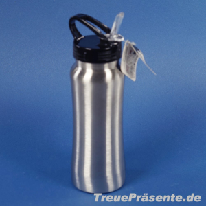 Trinkflasche Sportflasche Edelstahl 500 ml mit Strohhalm