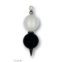 Anhänger -335- weiß-schwarz (2 Polarisperlen matt)