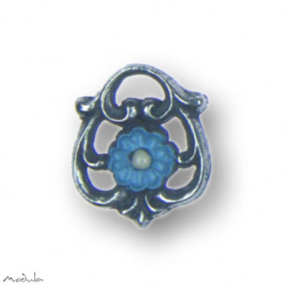 Anhänger Ornament mit Blume blau