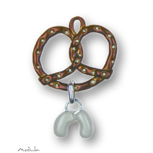 Anhänger Brezel braun mit Weißwurstpaar -...