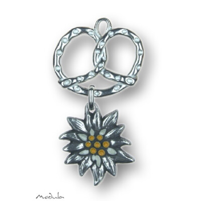 Anhänger Brezel poliert mit Edelweiß - ausverkauft!