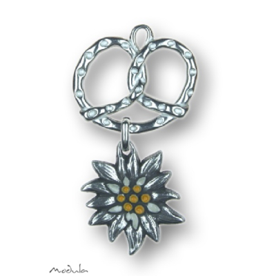 Anhänger Brezel poliert mit Edelweiß - ausverkauft!