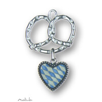 Anhänger Brezel poliert mit Rautenherz - ausverkauft!