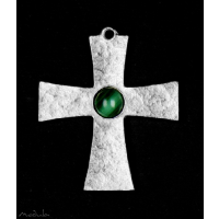 Anhänger Kreuz mit Malachit poliert