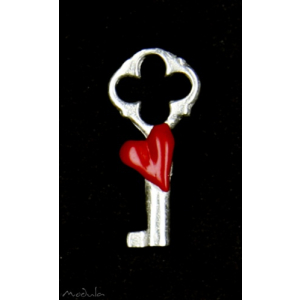 Anhänger Schlüssel klein mit Herz rot