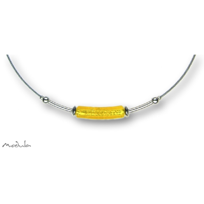 Collier -5110- gelb (Glaszylinder gebogen), L: 42 cm