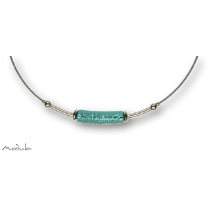 Collier -5110- türkis (Glaszylinder gebogen), L: 42 cm