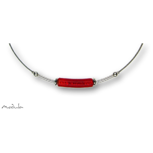 Collier -5110- rot (Glaszylinder gebogen), L: 45 cm