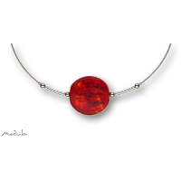 Collier -5109- rot (Glasperle flach groß), L: 40 cm