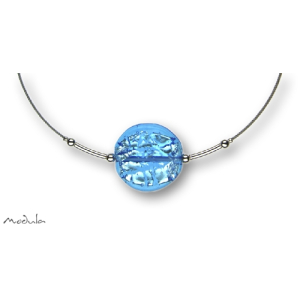 Collier -5109- hellblau (Glasperle flach groß), L:...