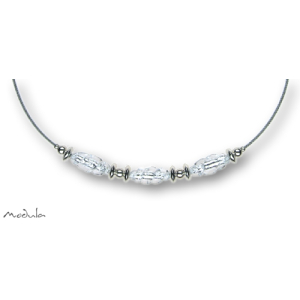 Collier -5107- kristall (3 Glasspindeln), L: 40 cm