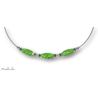 Collier -5107-grün (3 Glasspindeln), L: 42 cm