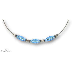 Collier -5107- hellblau (3 Glasspindeln), L: 42 cm