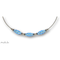 Collier -5107- hellblau (3 Glasspindeln), L: 42 cm
