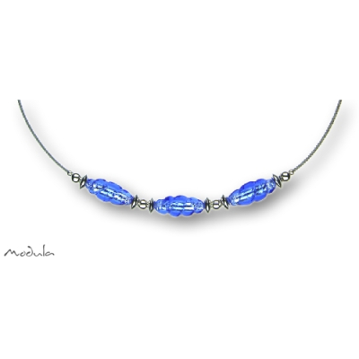 Collier -5107- dunkelblau (3 Glasspindeln), L: 42 cm