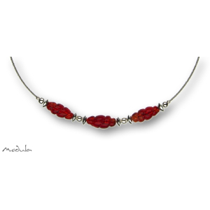 Collier -5107- rot (3 Glasspindeln), L: 42 cm