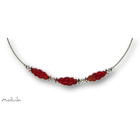 Collier -5107- rot (3 Glasspindeln), L: 45 cm