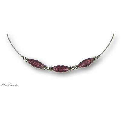 Collier -5107- viola (3 Glasspindeln), L: 45 cm