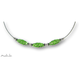 Collier -5107-grün (3 Glasspindeln), L: 50 cm
