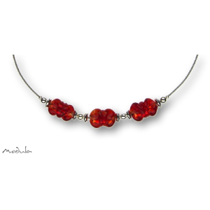 Collier -5108- rot (3 Glaswickel), L: 40 cm