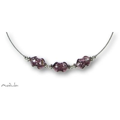 Collier -5108- viola (3 Glaswickel), L: 40 cm