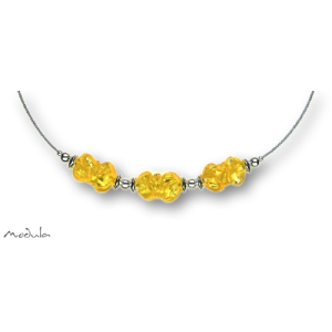 Collier -5108- gelb (3 Glaswickel), L: 42 cm