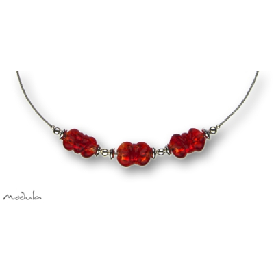Collier -5108- rot (3 Glaswickel), L: 42 cm