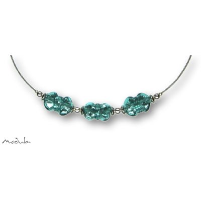 Collier -5108- türkis (3 Glaswickel), L: 45 cm