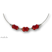 Collier -5108- rot (3 Glaswickel), L: 45 cm