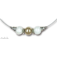 Collier -5101- weiß-creme (3 Keramikperlen), L: 50 cm