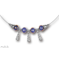 Collier -5102- blau (4 Keramikperlen), L: 40 cm