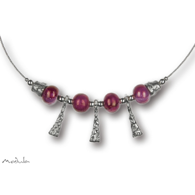 Collier -5102- rosa (4 Keramikperlen), L: 40 cm