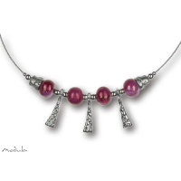 Collier -5102- rosa (4 Keramikperlen), L: 40 cm