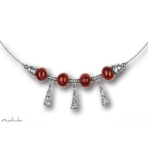 Collier -5102- rot (4 Keramikperlen), L: 40 cm