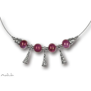 Collier -5102- rosa (4 Keramikperlen), L: 42 cm