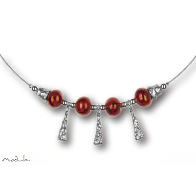 Collier -5102- rot (4 Keramikperlen), L: 50 cm